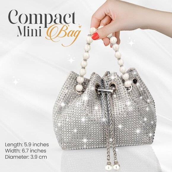 Silver Rhinestone Clutch Purse - Sparkly Silver Crystal Purse - Rhinestone Clutc - Picture 2 of 9